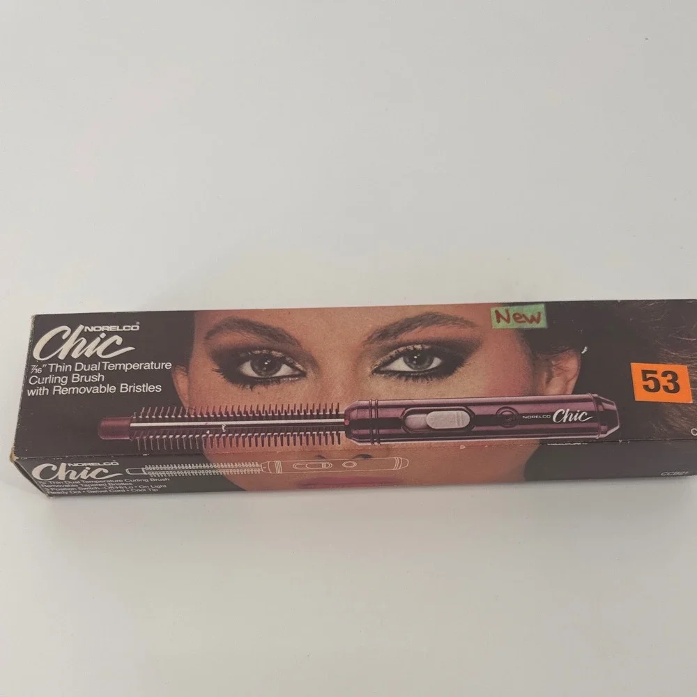 Norelco Chic CCB21 Women Curling Brush 7/16 Inch Brown Dual Temp Vintage 1983